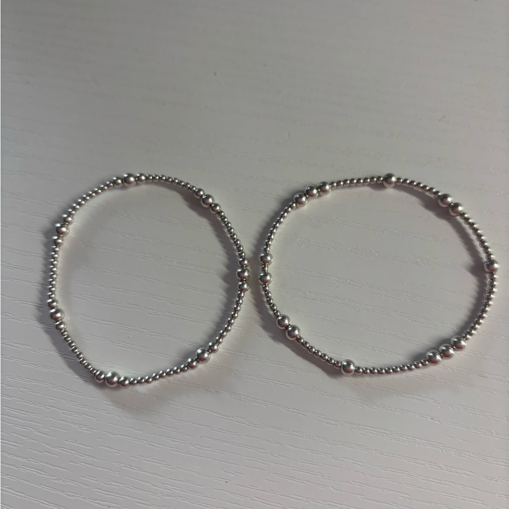 eNewton Elegant Silver Beaded Bracelets
